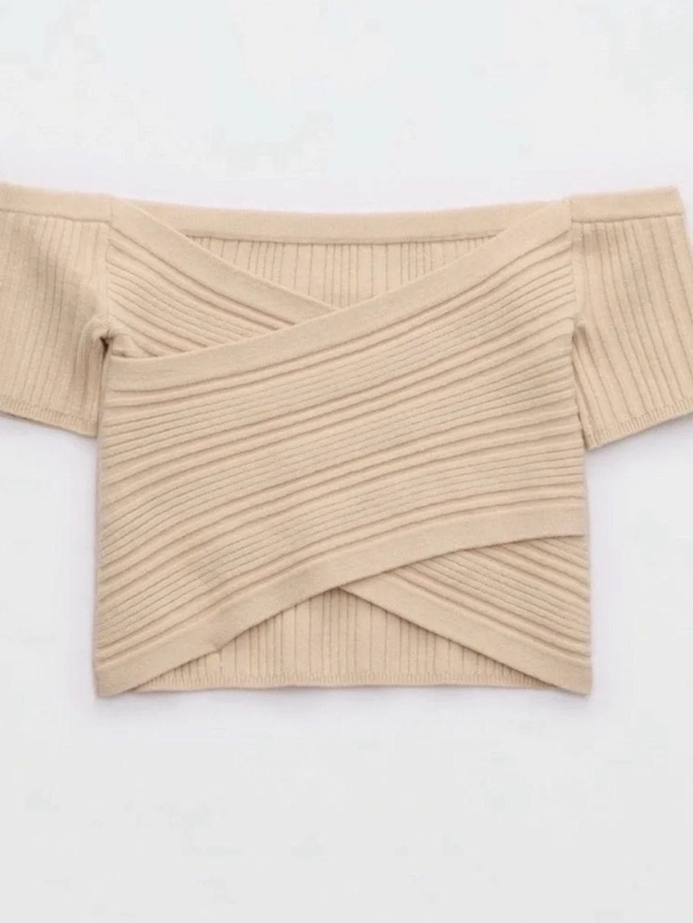 Aerie Reversible Ribbed Sweater Crop Top in Tan Size XL - Picture 2 of 6